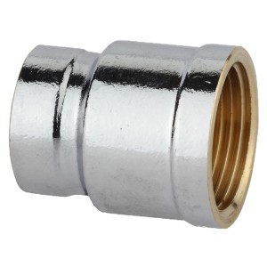 Kirchhoff Reduzier-Doppelmuffe, Chrom, 24,2/18,7mm, Gewindefitting für Sanitär- und Heizungsinstallation.