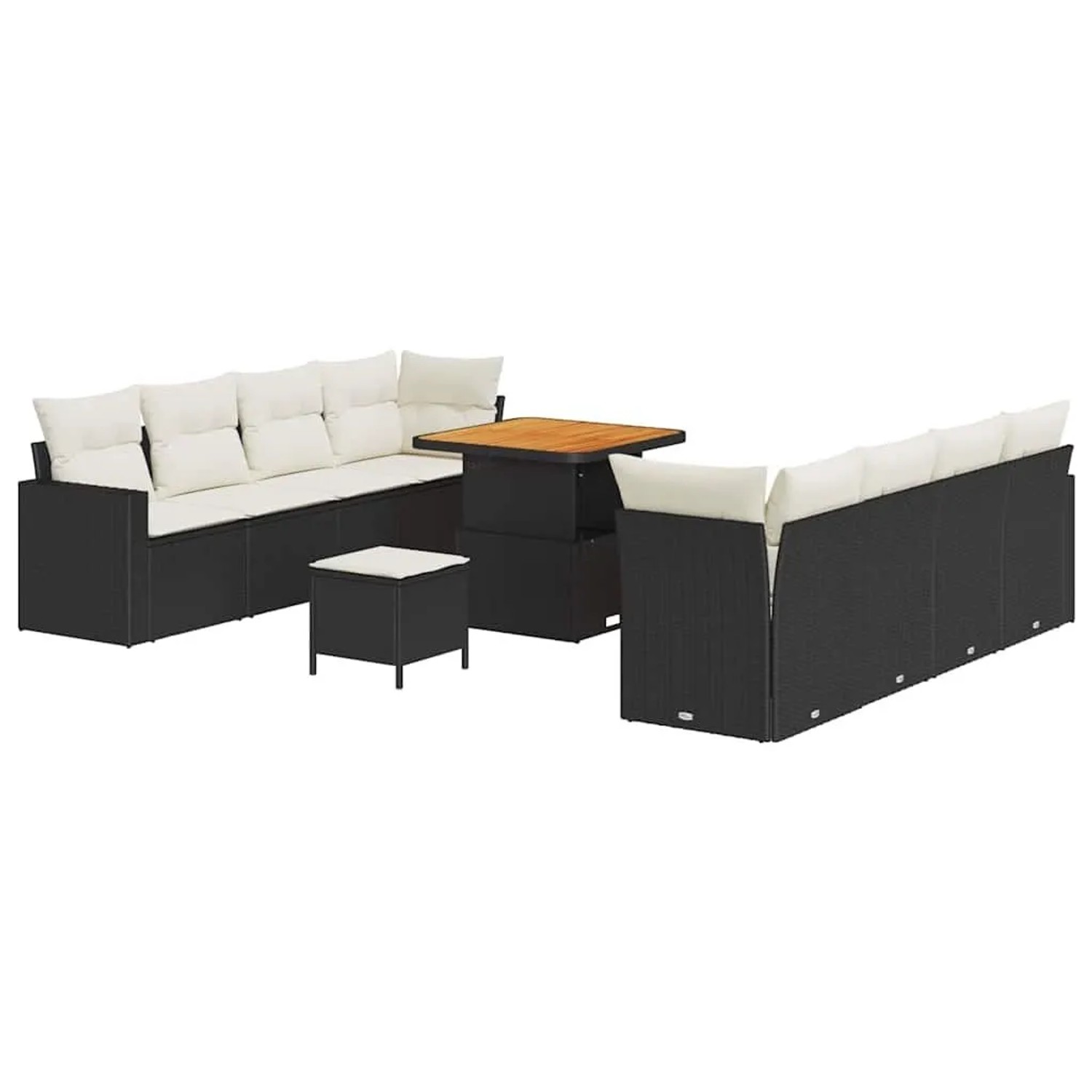vidaXL Gartensofa-Set mit Kissen 12 Stk Schwarz und Creme Poly-Rattan 33635 günstig online kaufen