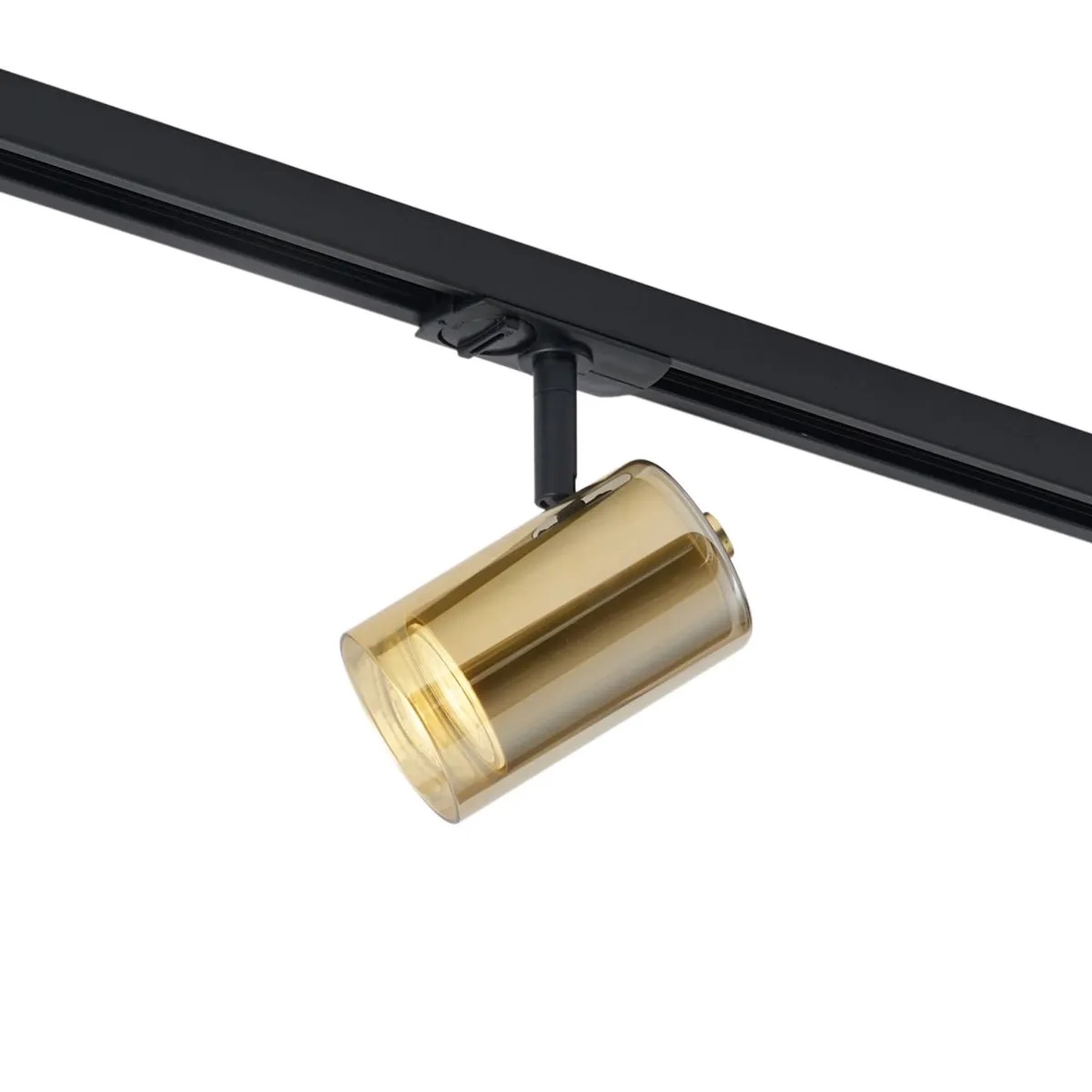 QAZQA Moderner Strahler Gold mit Bernsteinfarbenem Glas für Schienensystem 1 Phasig Iconic Lloyd