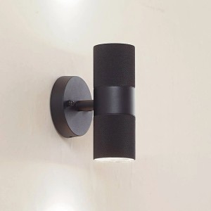 Lindby Wandleuchte Außen Jovane 10025923 Spritzwassergeschützt Modern in Schwarz aus Aluminium 2-flammig GU10
