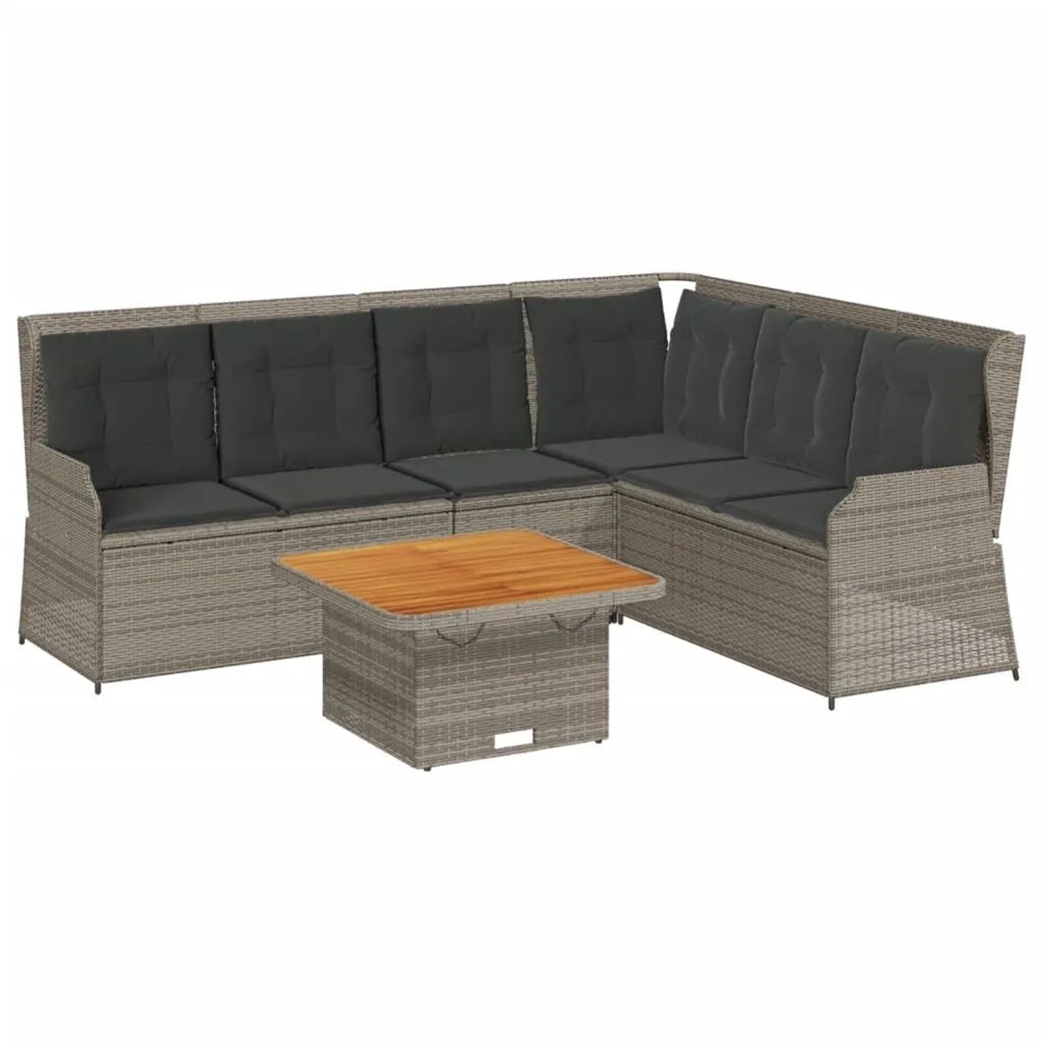 vidaXL 5-Tlg Garten-Lounge-Set mit Kissen Grau Poly Rattan 3262166