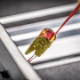 LAS Spanngurt mit Ratsche und S-Haken, rot, zur Ladungssicherung im Transport.