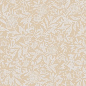 Beige Vliestapete mit floralem Muster, Vögeln und Füchsen der Marke Joules, 10 m x 52 cm.