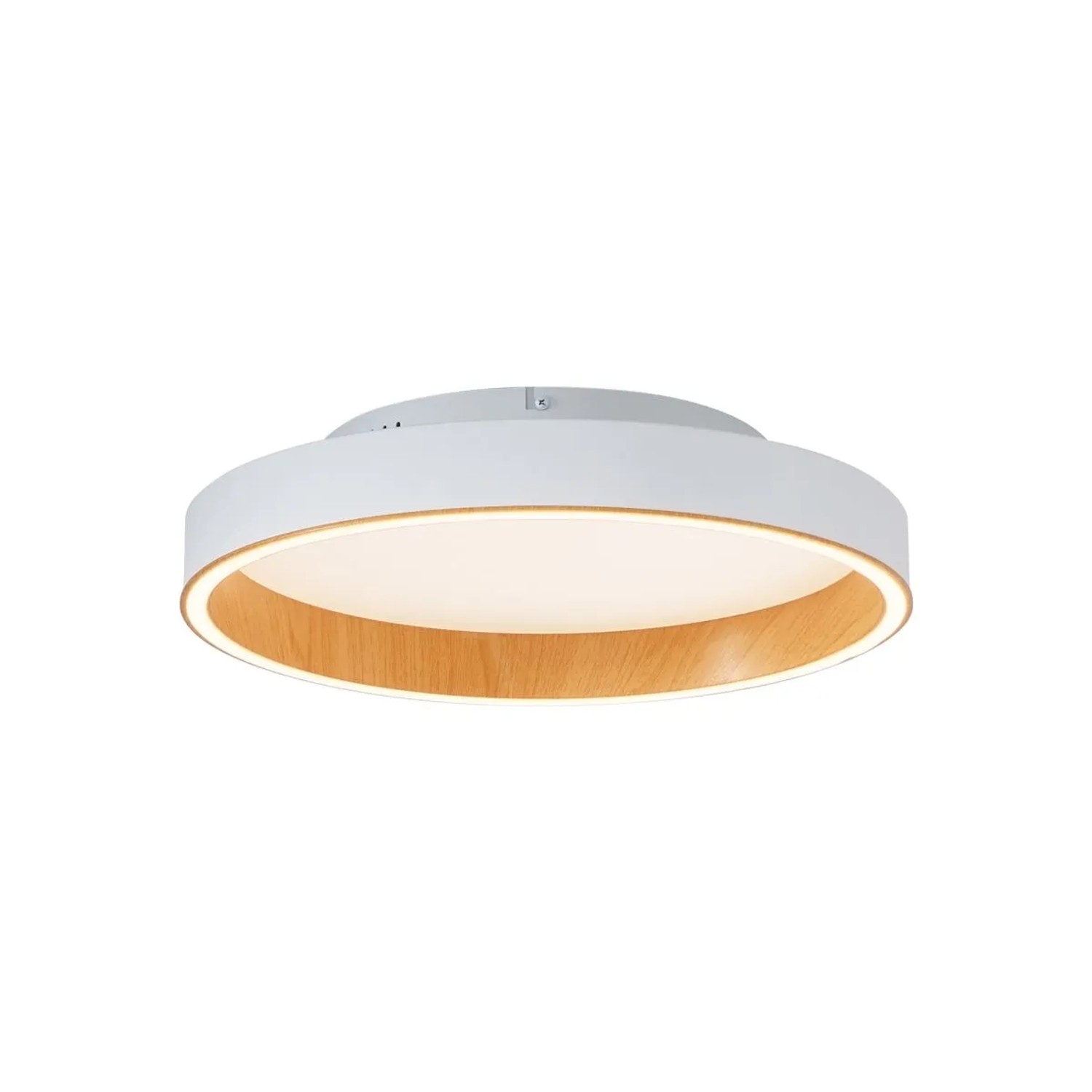 QAZQA Design Deckenleuchte Weiß mit Holz 40cm inkl  LED 3 Stufen Schalter Ingo