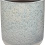 Grauer, runder Pflanztopf (37 cm) in Steinoptik für den Garten oder Balkon.