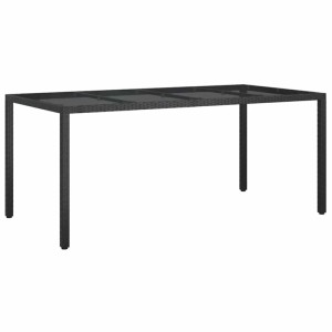 Schwarzer vidaXL Garten-Esstisch aus Poly Rattan, 190x90x75 cm, ideal für den Garten.