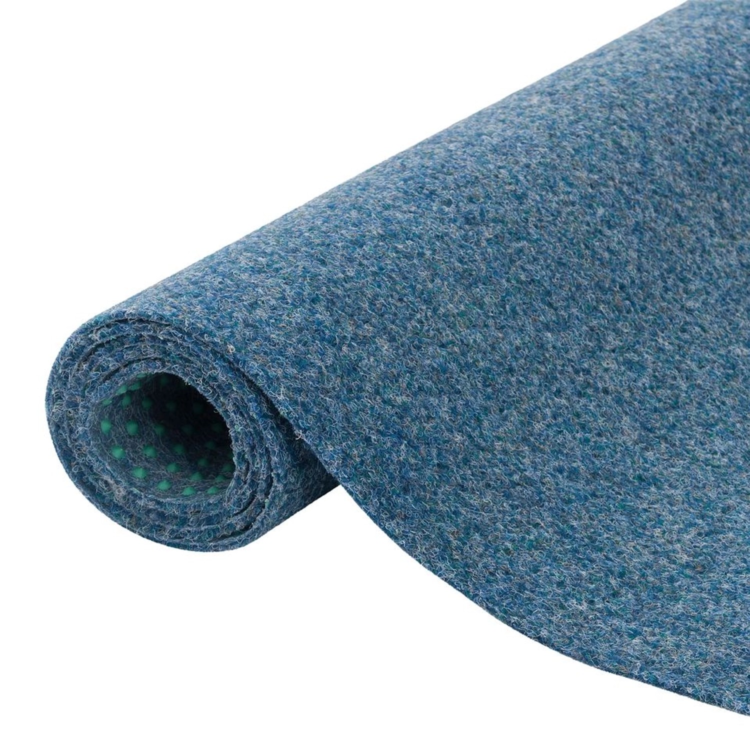Gerollter, blauer Snapstyle Kunstrasen Kingston 200x350cm mit Noppen für Balkon und Terrasse.