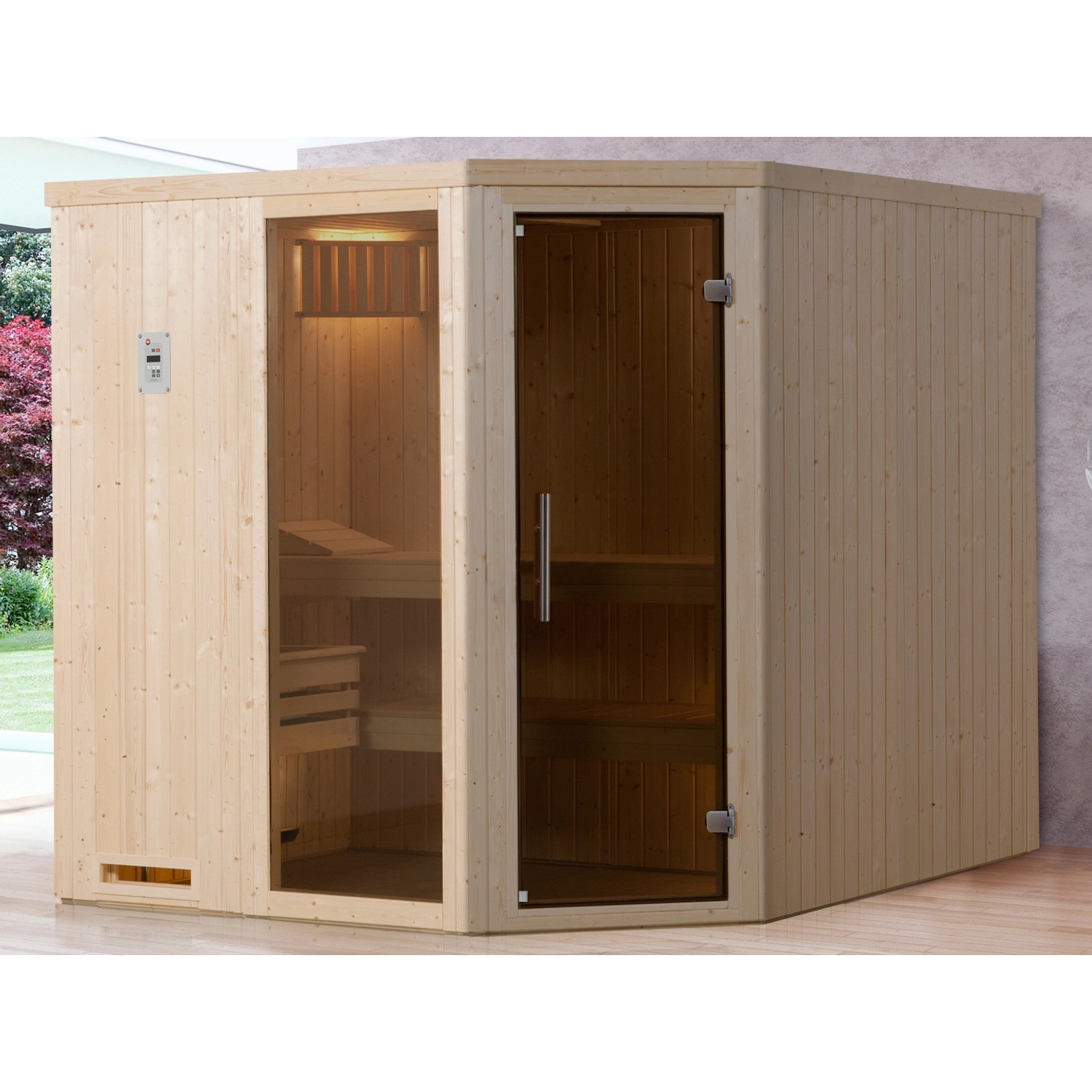 Weka Element-Ecksauna 508 BioS Set Gr. 3 mit Glastür und Fensterelement günstig online kaufen