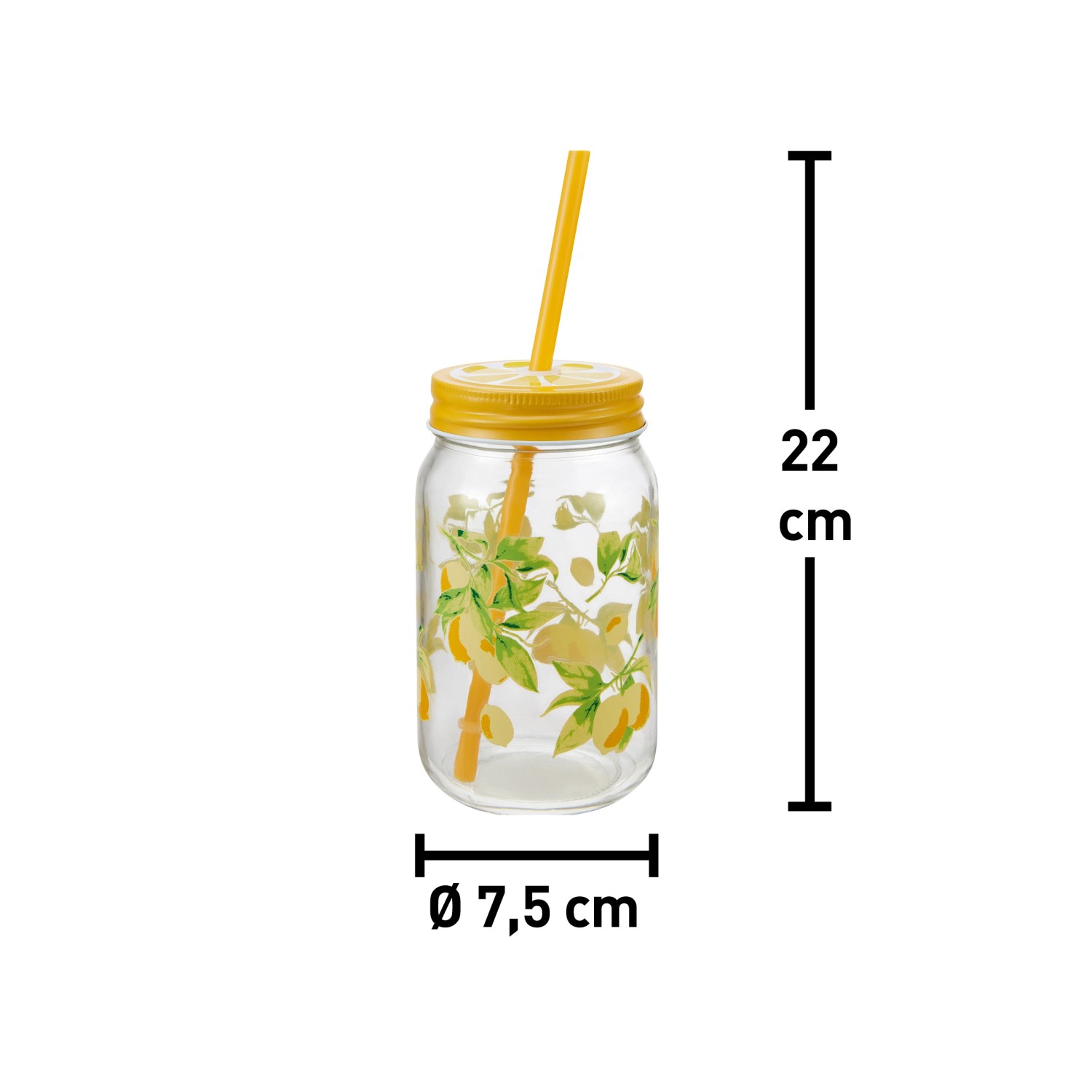 1 Liter Glasflasche Mit Bügelverschluss | Zitronen-Design | BPA-frei & Wiederverwendbar