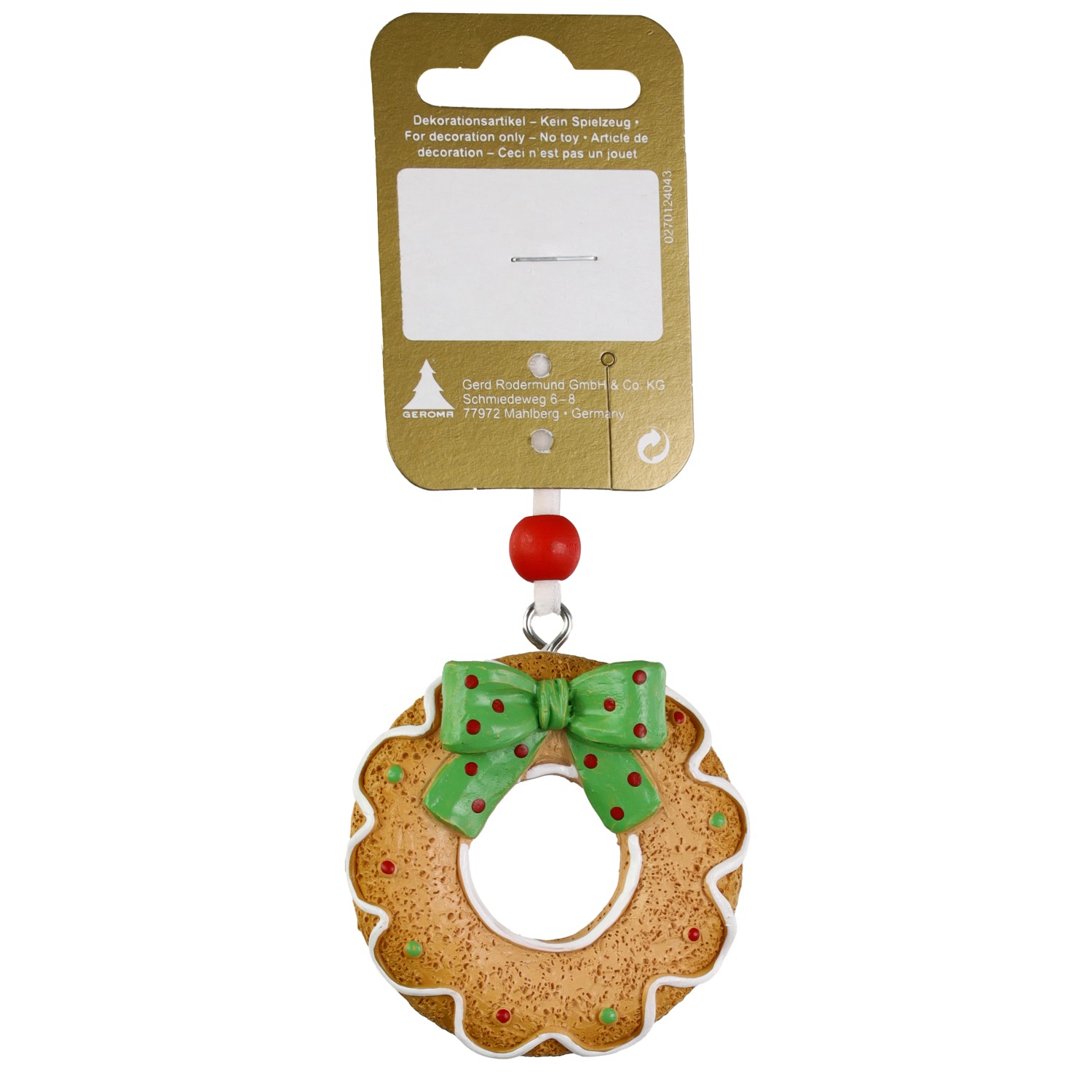 Lebkuchenkranz zum Hänger aus Polyresin Ø 5,5 cm Braun-Grün