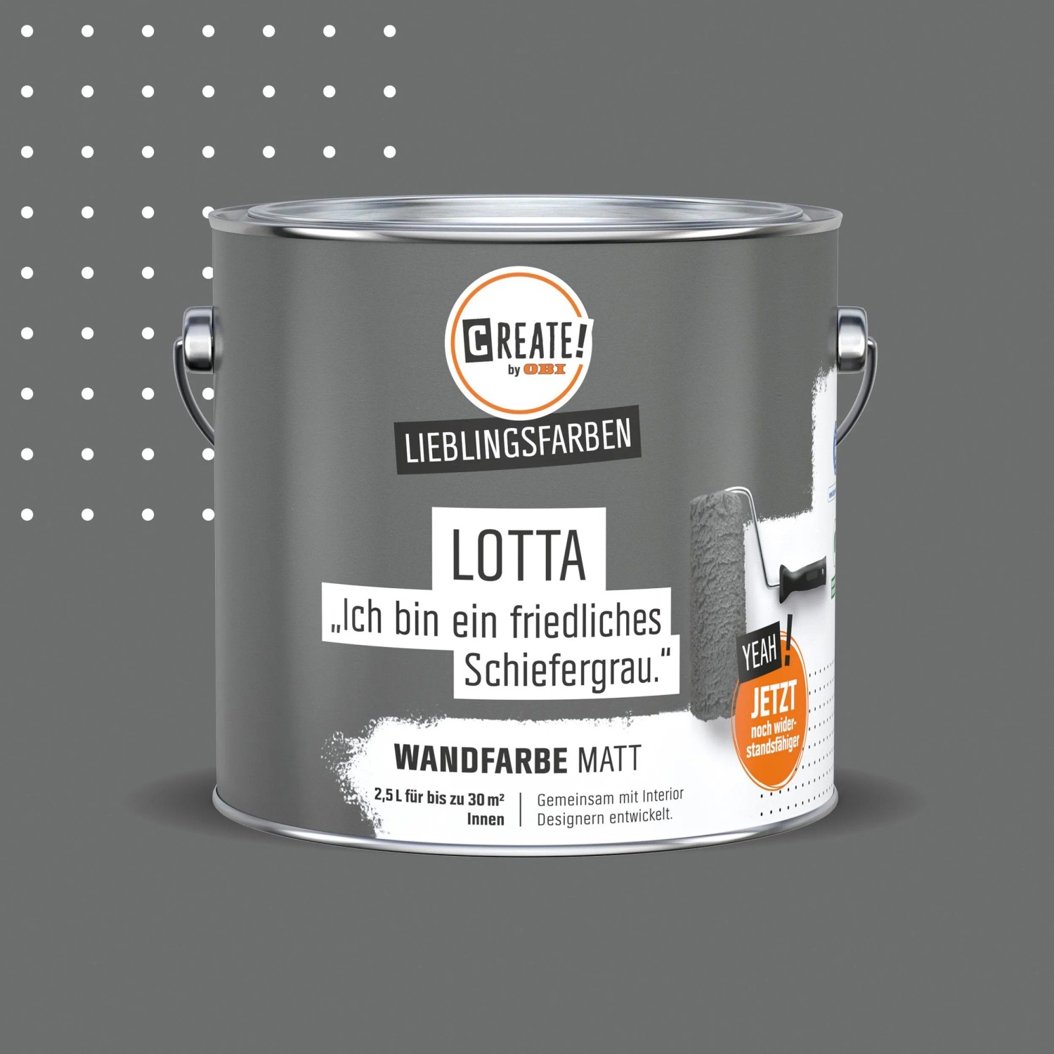 CREATE! by OBI Wandfarbe Lieblingsfarbe Lotta Schiefergrau Matt 2,5 l