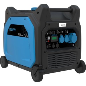 Güde Inverter Stromerzeuger ISG 6600-3 E Benzin, blau/schwarz, mit Rädern und Elektrostart.