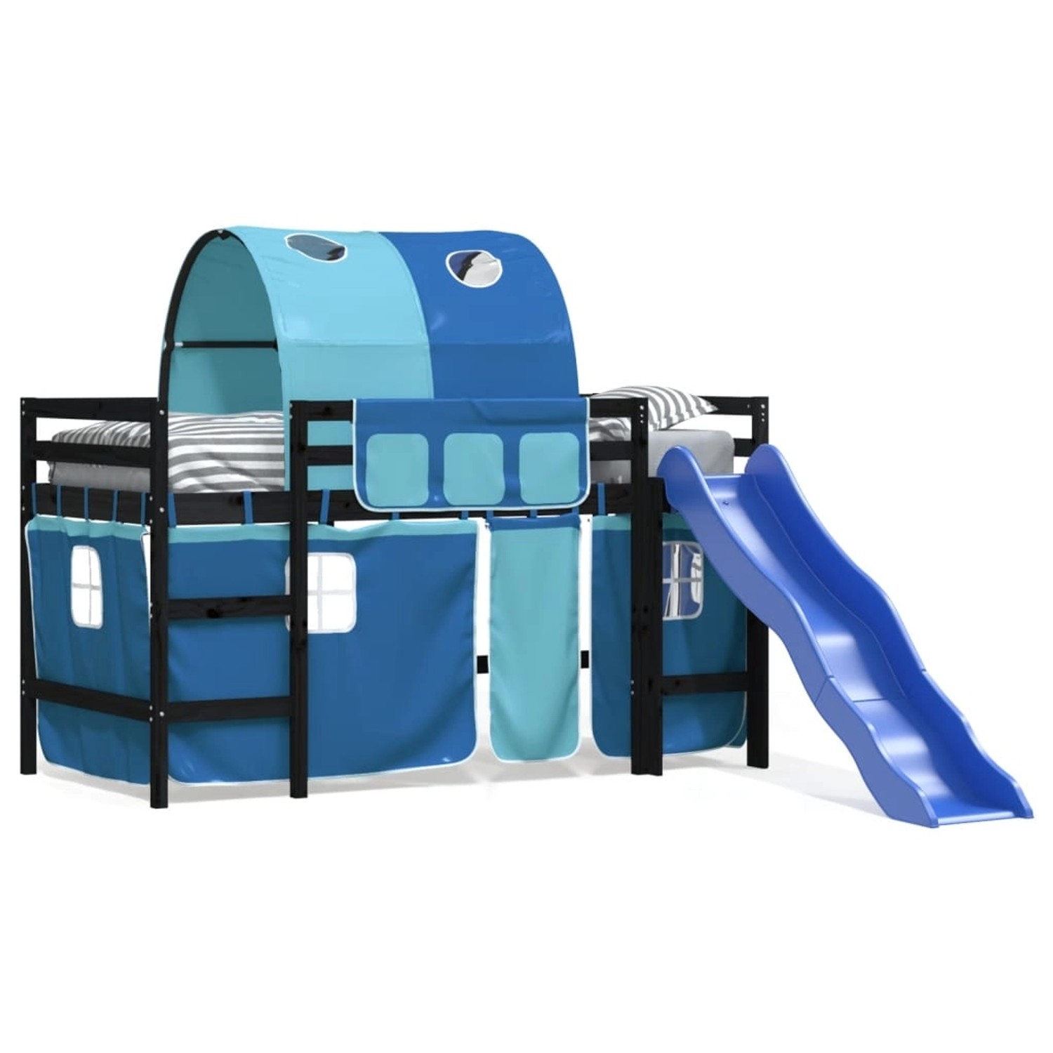 vidaXL Kinderhochbett mit Tunnel Blau 80x200 cm Massivholz Kiefer1929812 günstig online kaufen