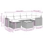 Schwarze 7-tlg. vidaXL Garten-Sofagarnitur aus Rattan mit cremeweißen Kissen und Tisch.