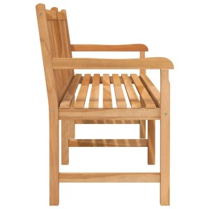 vidaXL Gartenbank aus Teak Massivholz, 150 cm breit, Seitenansicht.