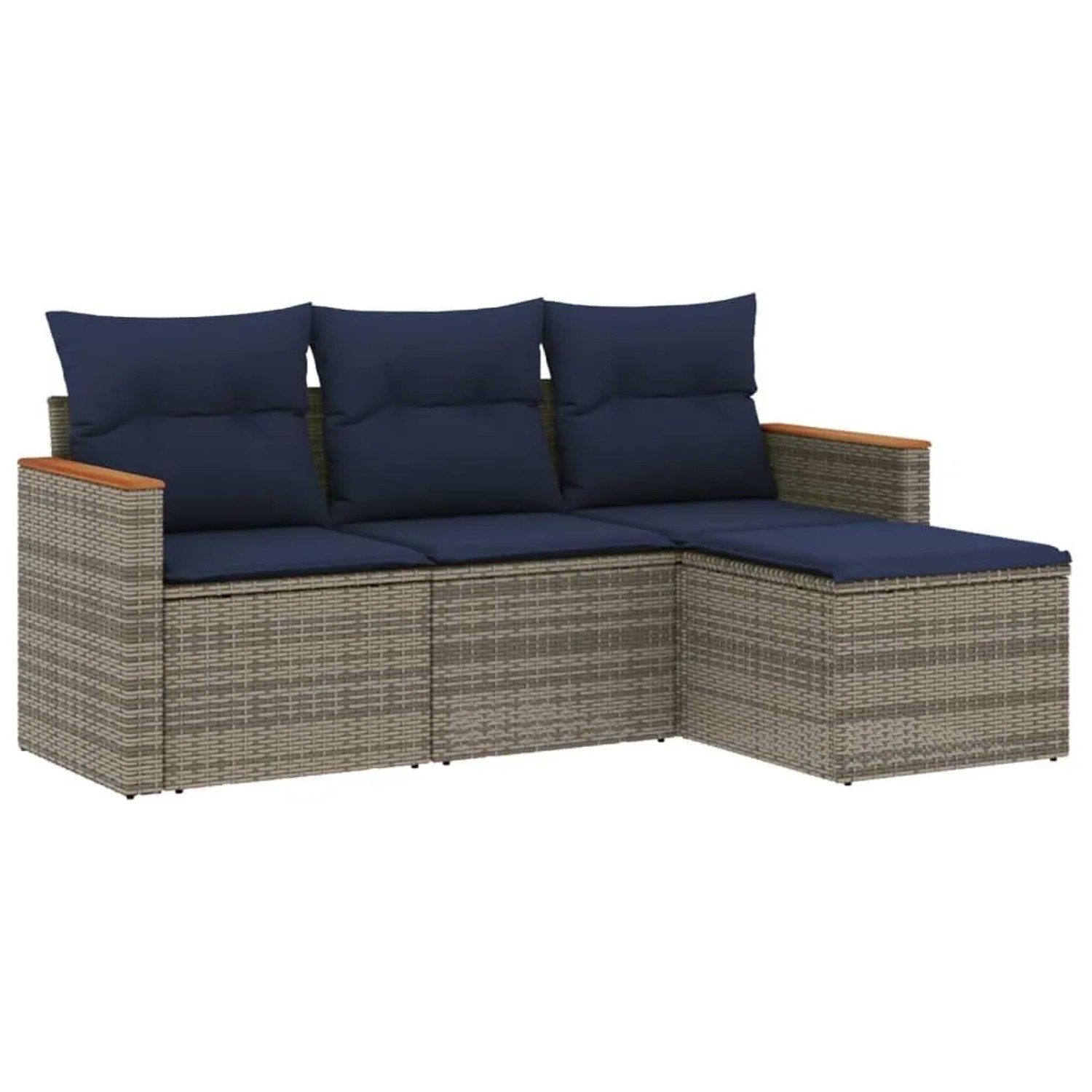 vidaXL 4-Tlg Gartensofa-Set mit Kissen Grau Polyrattan 3225907 günstig online kaufen