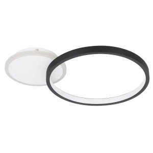 Moderne Eglo LED-Deckenleuchte Gafares, 40,5x29 cm, weiß-schwarz, mit runder Leuchtfläche.