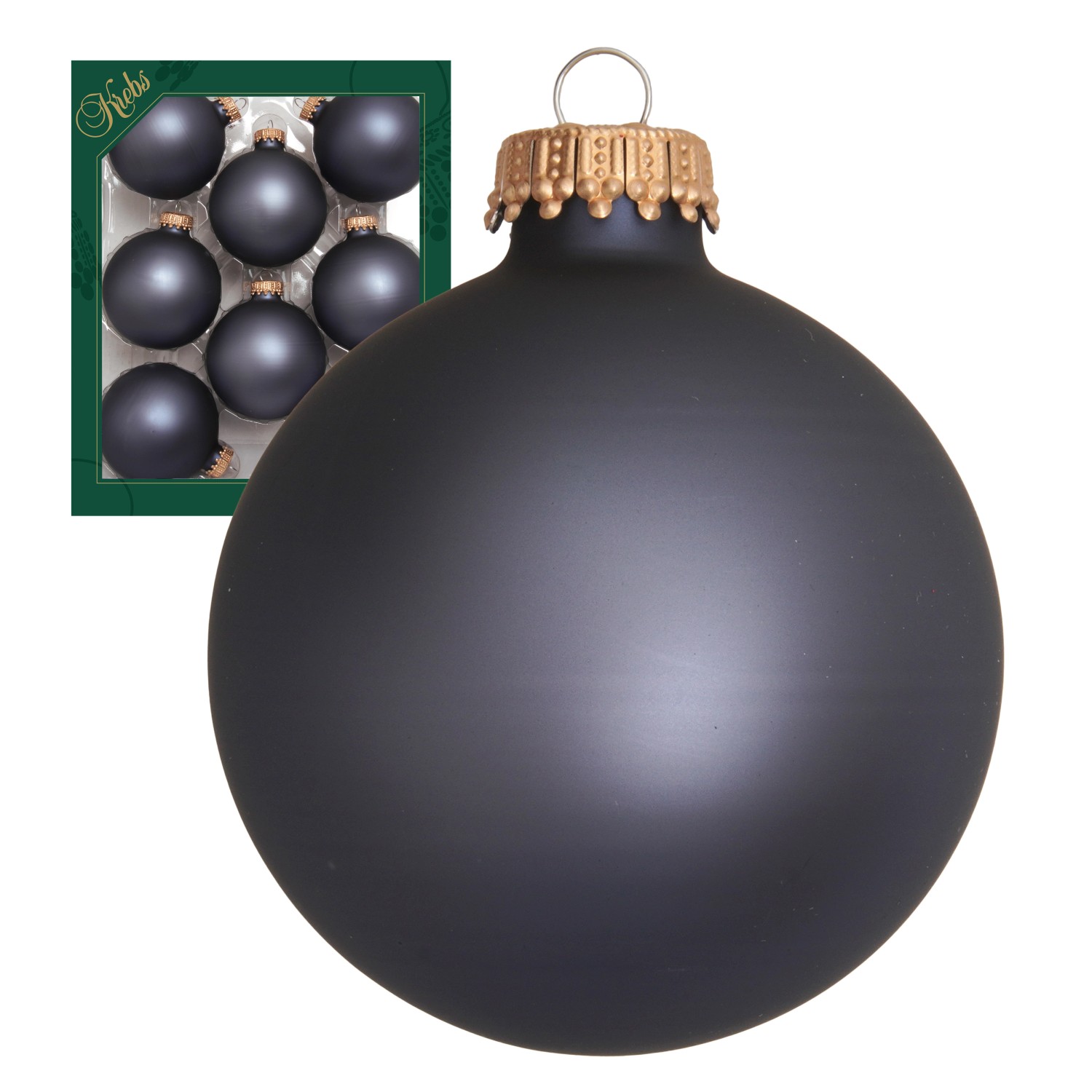 Krebs Glas Lauscha Weihnachtskugeln Uni-Design Theodora Grau 7cm