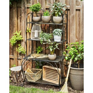 Beliani Badezimmerregal PAVONA Schwarz 50x94x170