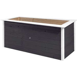 Weka Hochbeet Herba, 205x80x81 cm, Anthrazit/Weiß, aus Fichtenholz mit Wühlmausschutz.