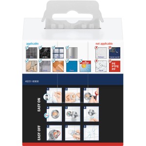 Verpackung des Tesa Hukk Kleiderhakens verchromt mit Montageanleitung.