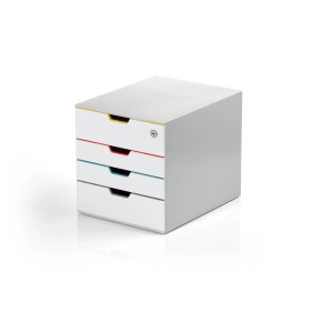 Durable Schubladenbox Varicolor Mix Safe mit 4 Fächern, mehrfarbig und abschließbar.