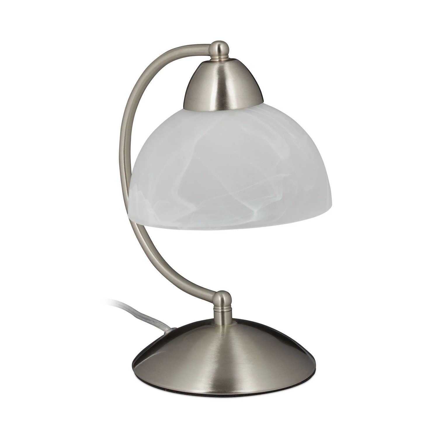 Relaxdays Tischlampe Metall Glas Silber Touch Dimmbar 25 cm x 15 cm x 19 cm 0,75 kg