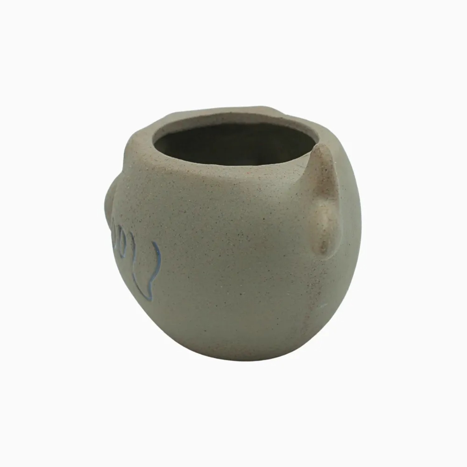 Grauer Keramik-Übertopf in Hai-Form, ca. 14x10x10 cm, für Pflanzen und Blumen.