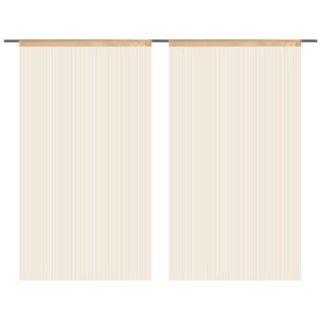 Zwei beige Fadenvorhänge (140x250 cm) als Fensterdeko oder Raumteiler.