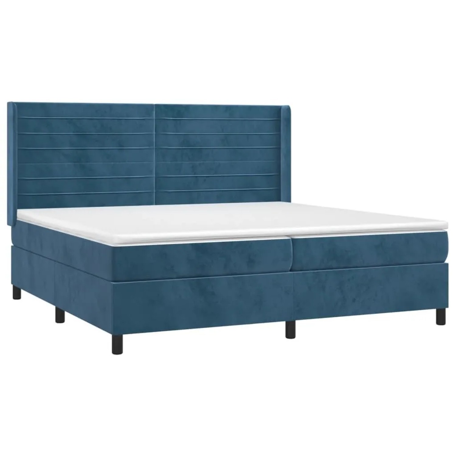 vidaXL Boxspringbett mit Matratze & LED Dunkelblau 200x200 cm Samt 3139647