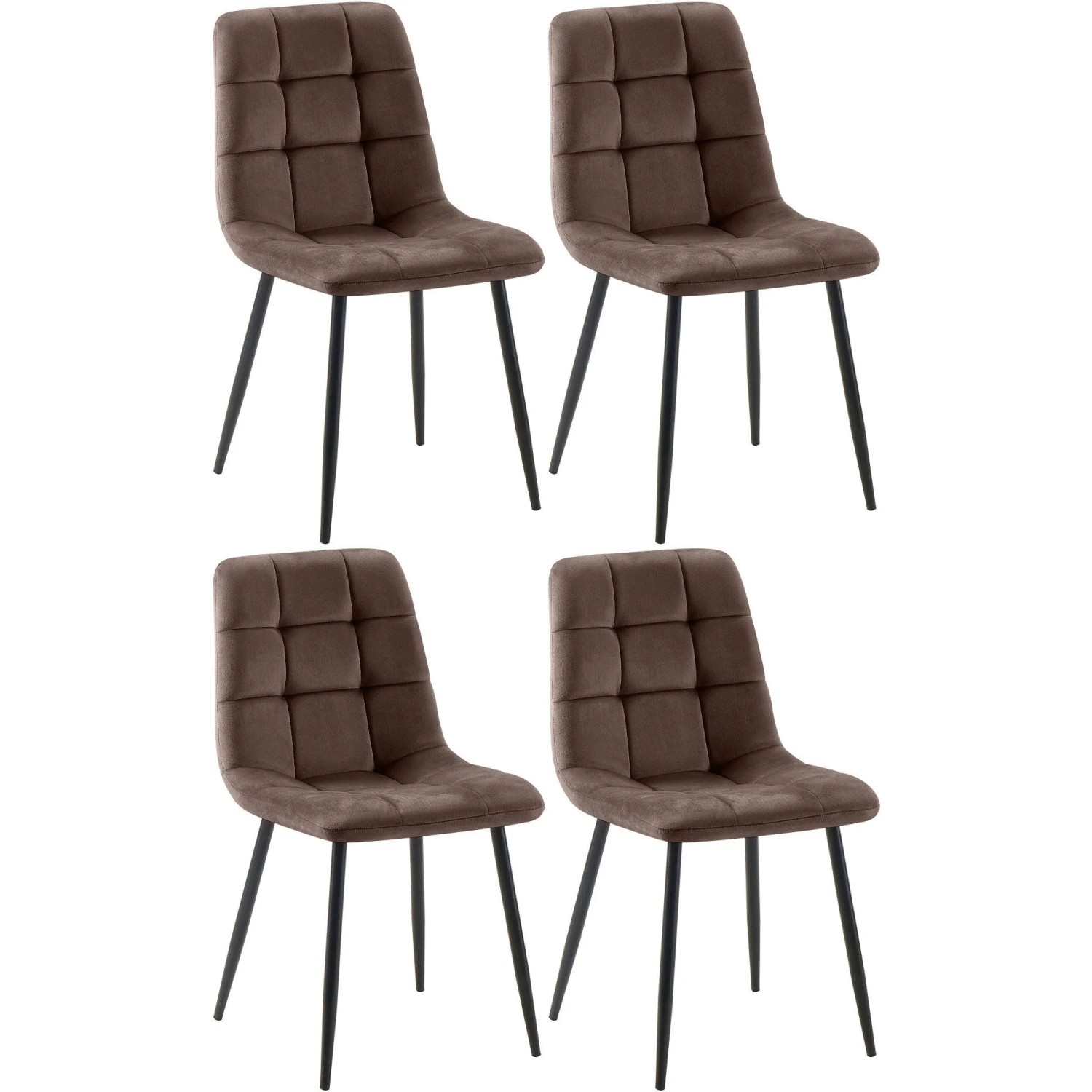 CLP 4er Set Esszimmerstuhl Tilde braun/Samt