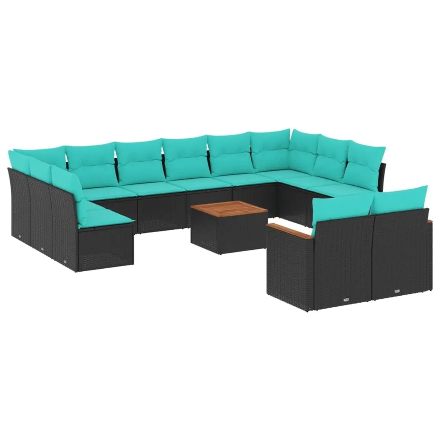 vidaXL 13-Tlg Gartensofa-Set mit Kissen Schwarz Polyrattan 3226449 günstig online kaufen