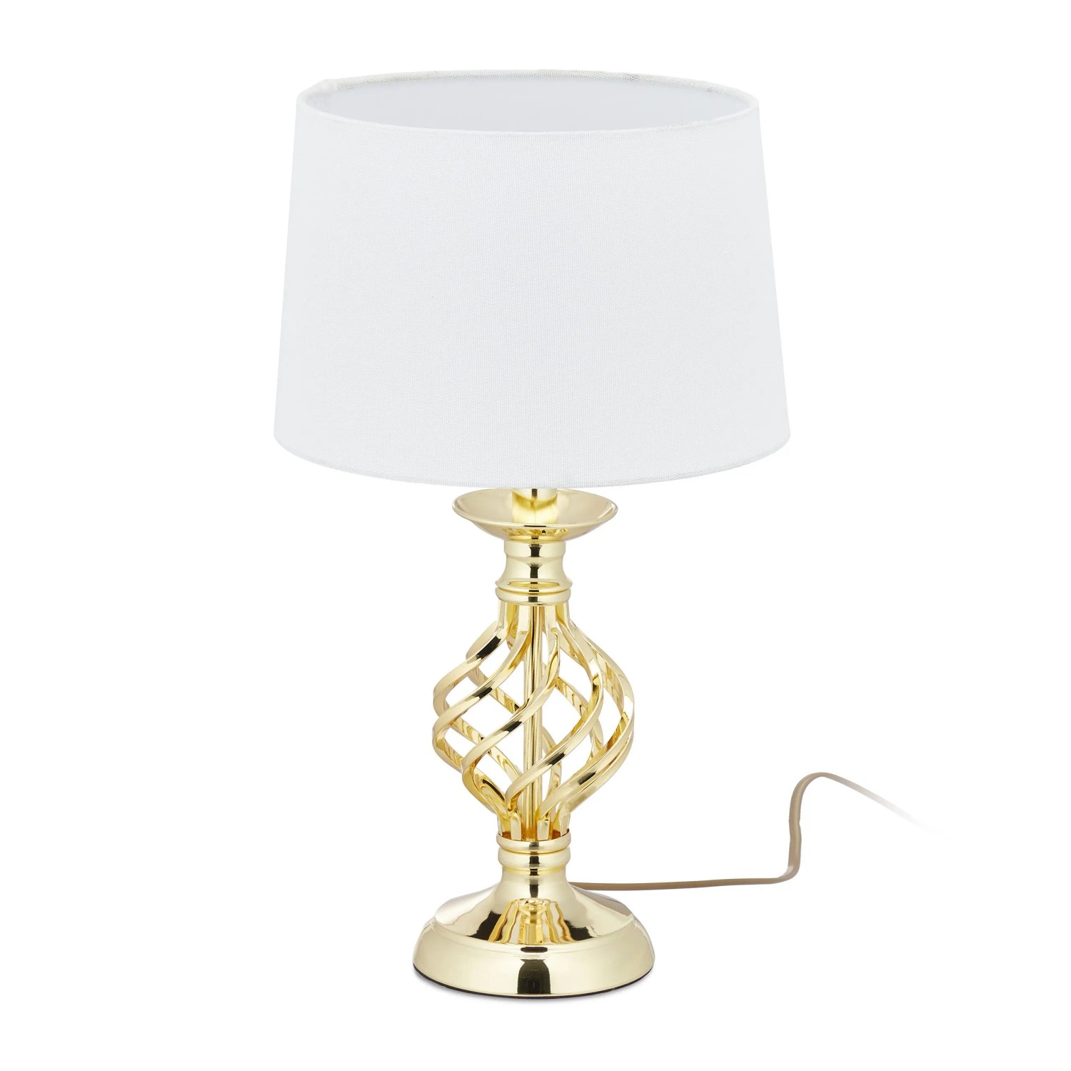 Relaxdays Tischlampe Eisen Stoff Gold Touch Dimmbar 43,5 cm x 25 cm 0,78 kg