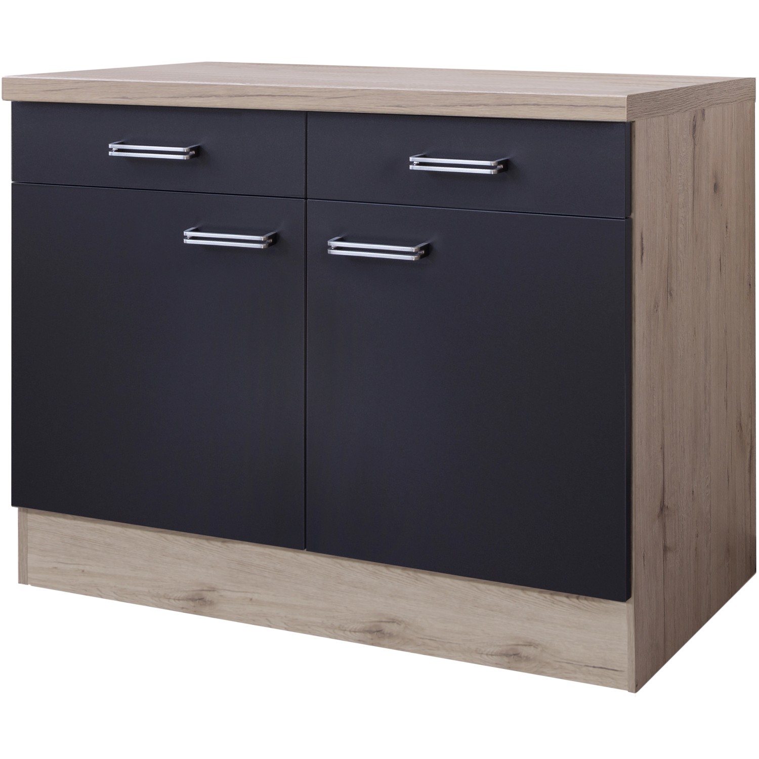 Flex-Well Exclusiv Unterschrank Lara 100 cm Anthrazit-San Remo Eiche