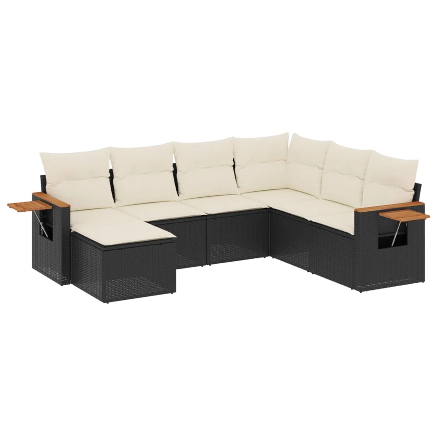 vidaXL 7-Tlg Garten-Sofagarnitur mit Kissen Schwarz Poly Rattan 3227043 günstig online kaufen