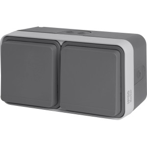 Berker w.1 2-fach Aufputzsteckdose IP55, grau, für den Außenbereich.