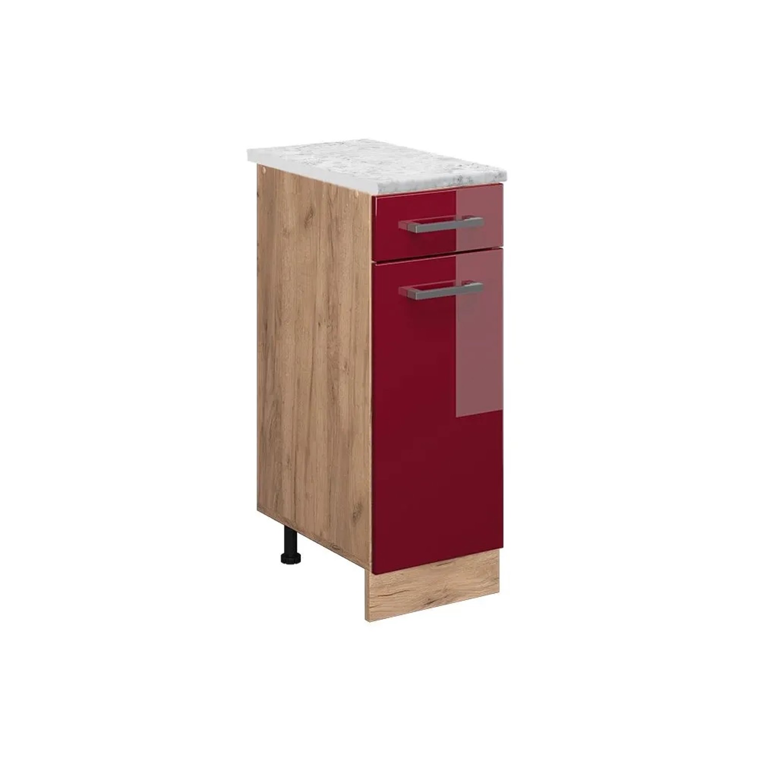 Vicco Küchenunterschrank R-Line Rot Hochglanz 30 x 82 AP Marmor Opt3