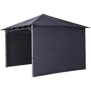 Dunkelblaues Seitenteil-Set (2 Stück) für Lauben & Pavillons, ein Teil geschlossen, einer mit Fenster.