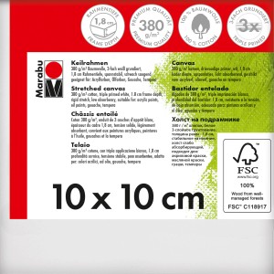 Marabu Keilrahmen, 10x10 cm, bespannt mit 380g/m² Baumwolle, geeignet für Acryl-, Öl- und Gouachefarben.