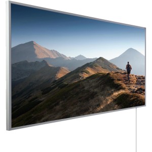 Könighaus Infrarotheizung mit Bergpanorama, 600W, 60x100cm. Elektrische Heizung mit HD-Bilddruck.
