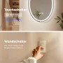 Emke Badspiegel mit LED-Beleuchtung und Touch- sowie Wandschalter im Detail.