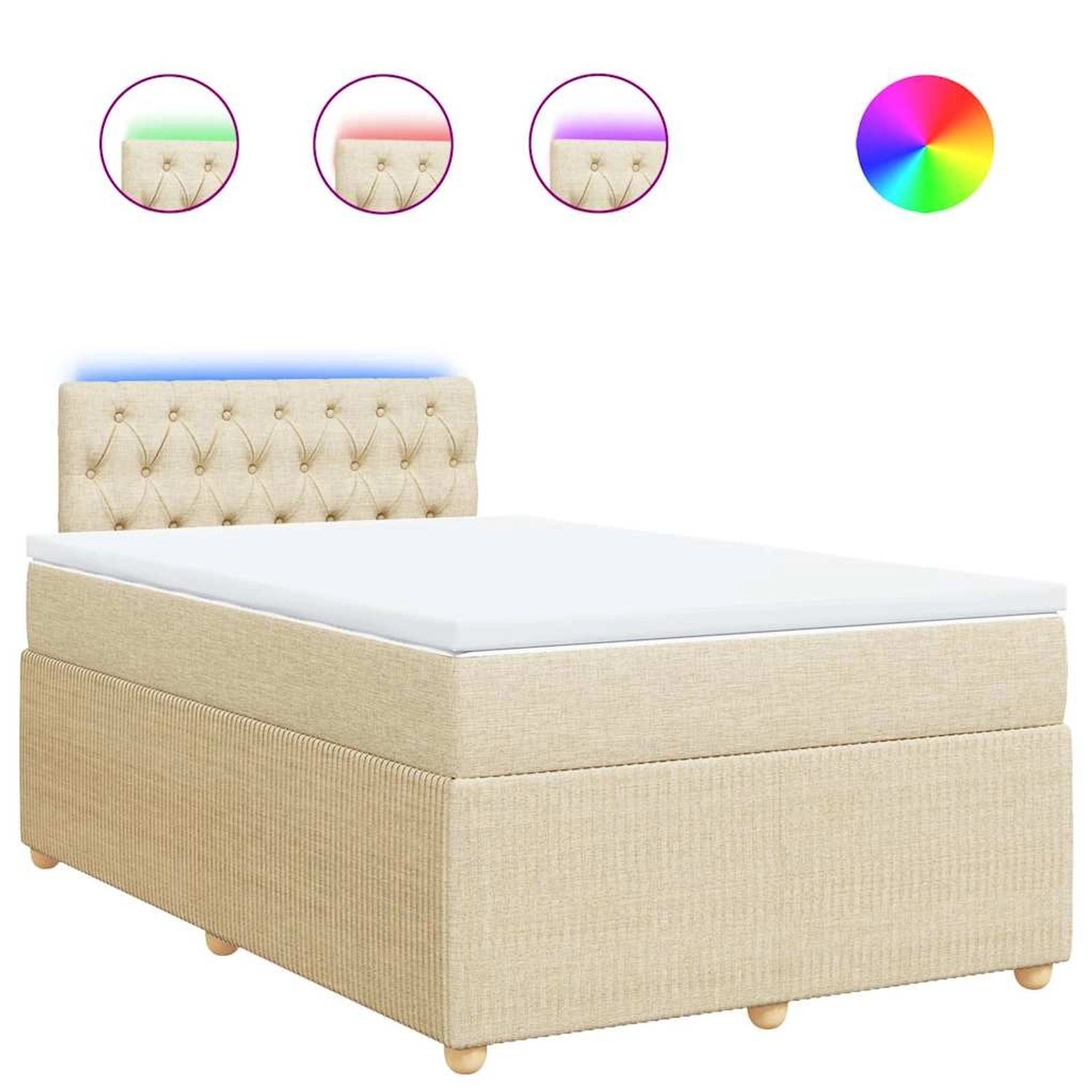vidaXL Boxspringbett mit Matratze Creme 120x200 cm Stoff 3289735 günstig online kaufen