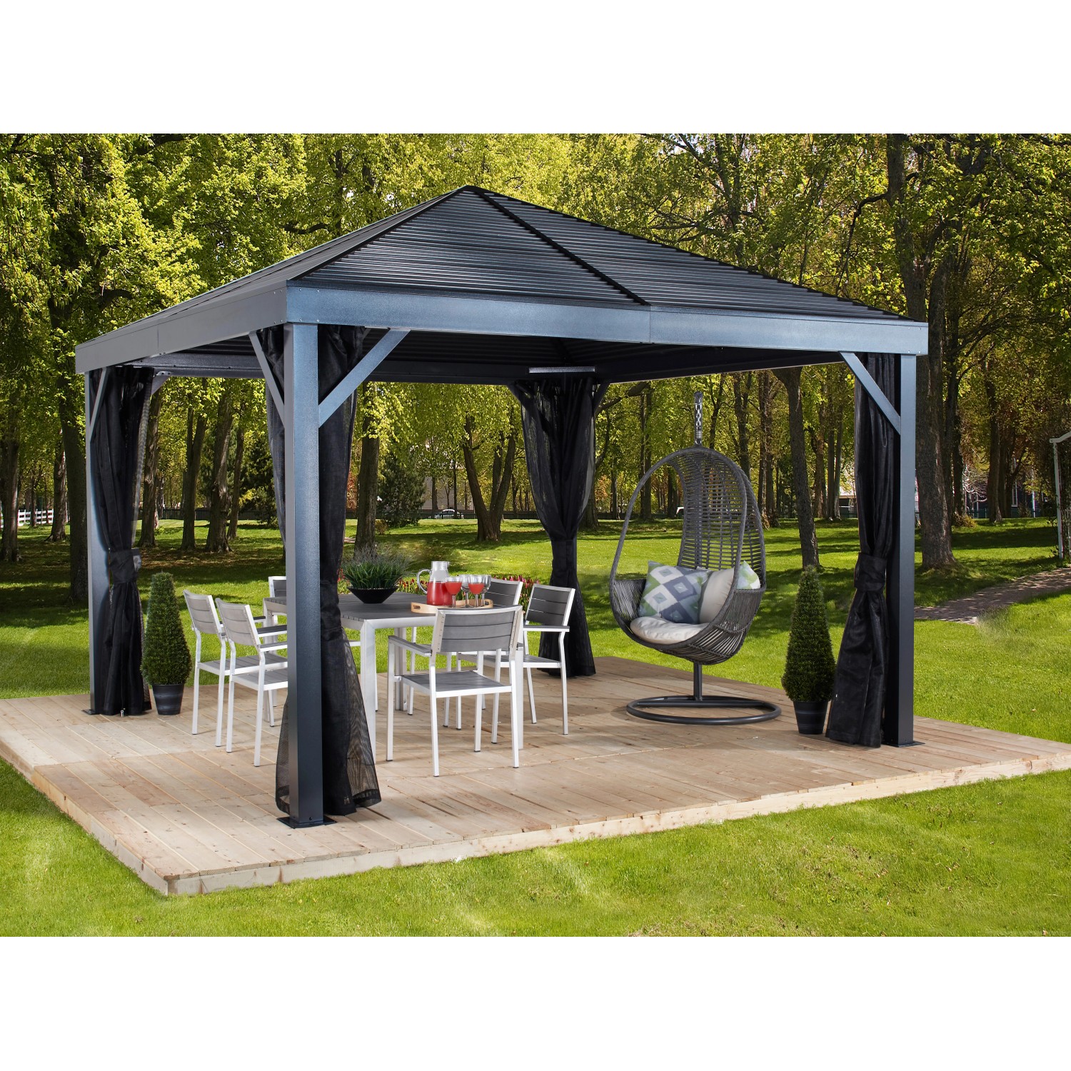 Sojag Aluminium Pavillon South Beach 12 x 12 Anthrazit 363 cm x 363 cm x 31 günstig online kaufen