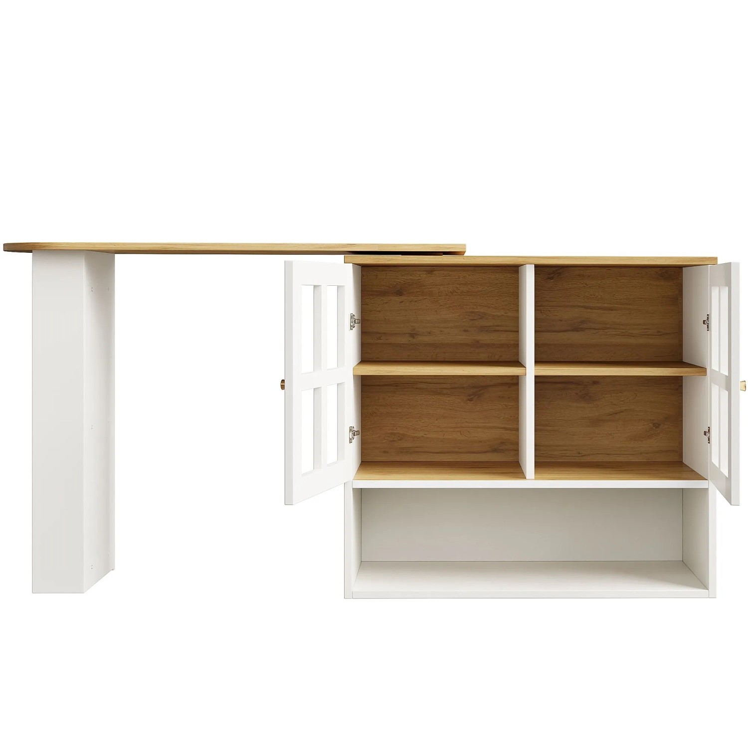 okwish Sideboard mit Drehfunktion Esszimmer 138-204x39x102.5cm Weiß