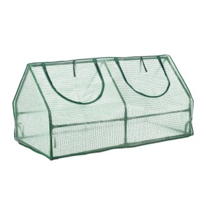 Relaxdays Folienfrühbeet PE Eisen Dunkelgrün mit 2 Fenstern 60 cm x 120 cm x 60 cm 1,7 kg
