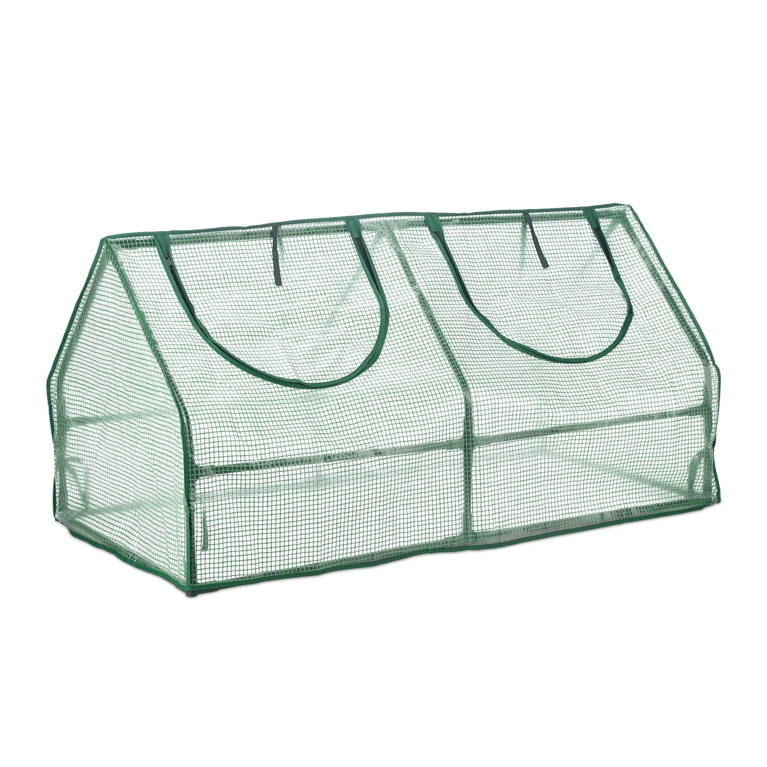Relaxdays Folienfrühbeet PE Eisen Dunkelgrün mit 2 Fenstern 60 cm x 120 cm x 60 cm 1,7 kg