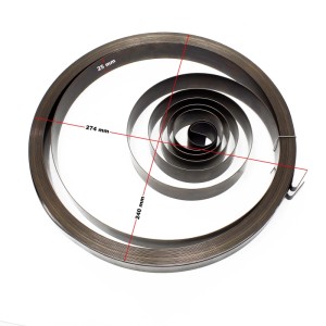 Dunkle Stahl-Ersatzfeder, spiralförmig, für Wiltec Druckluft Schlauchaufroller, Ø 274 mm. Zubehör Kompressoren.
