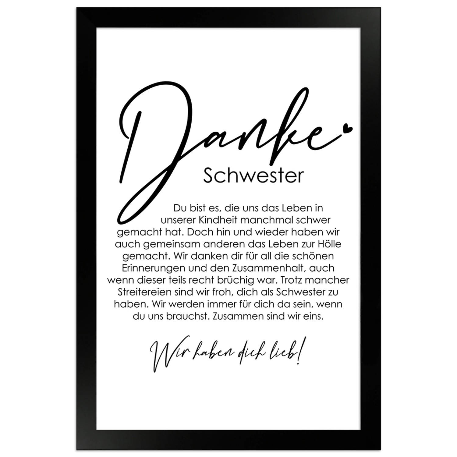 WANDStyle Gerahmtes Poster Danke Schwester 20 x 30 cm Geschenkidee für Mehr günstig online kaufen