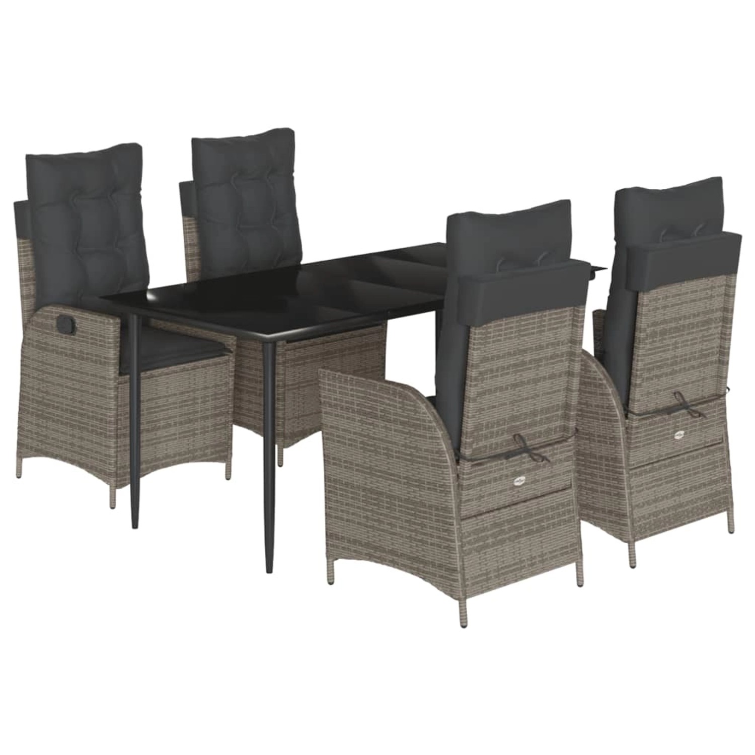 vidaXL 5-Tlg Garten-Essgruppe mit Kissen Grau Poly Rattan 3213218 günstig online kaufen