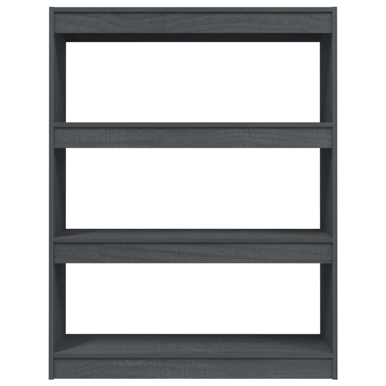 Graues VidaXL Bücherregal/Raumteiler aus Kiefer Massivholz, 100x30x103 cm.